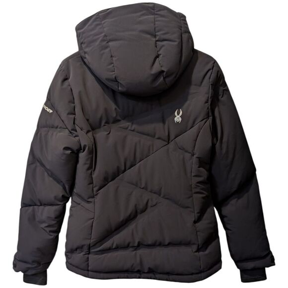 Spyder 10K Ladies Sz 6 Black Goose Down Quilted Puffer Ski & Snow Jacket Zip Up - Picture 2 of 12